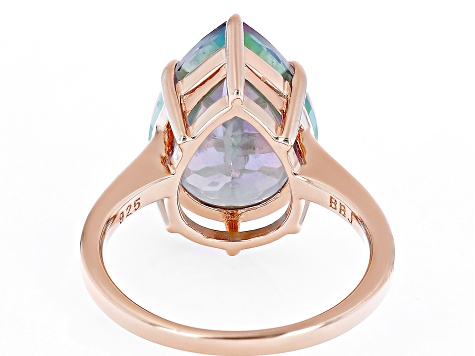 Multi-Color Mystic Topaz® 18k Rose Gold Over Sterling Silver Solitaire Ring 8.38ct