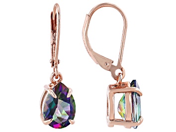 Picture of Multi-Color Mystic Topaz® 18k Rose Gold Over Sterling Silver Dangle Earrings 3.56ctw
