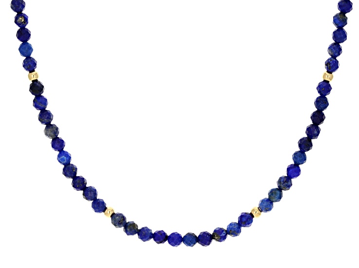 Blue Lapis Lazuli 18k Yellow Gold Over Sterling Silver Bead