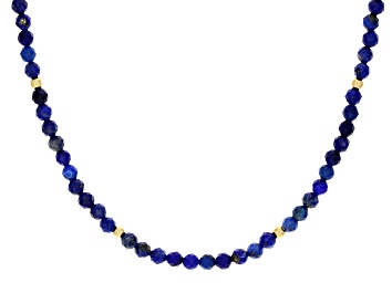 Picture of Blue Lapis Lazuli 18k Yellow Gold Over Sterling Silver Bead Necklace