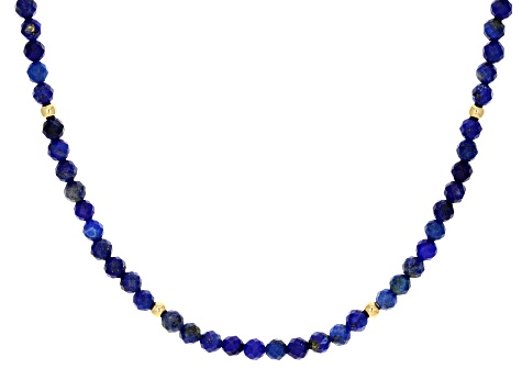 Vintage Mid-Century Lapis Lazuli Beaded Necklace in 18k Yellow Gold -  Filigree Jewelers