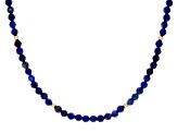 Blue Lapis Lazuli 18k Yellow Gold Over Sterling Silver Bead Necklace