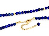 Blue Lapis Lazuli 18k Yellow Gold Over Sterling Silver Bead Necklace