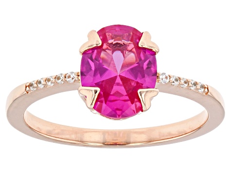 Pink Lab Created Sapphire 18k Rose Gold Over Sterling Silver Ring 2.00ctw