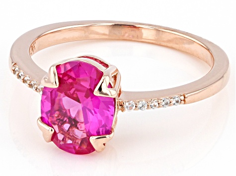 Pink Lab Created Sapphire 18k Rose Gold Over Sterling Silver Ring 2.00ctw