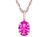 Pink Lab Created Sapphire 18k Rose Gold Over Sterling Silver Pendant with Chain 1.98ctw