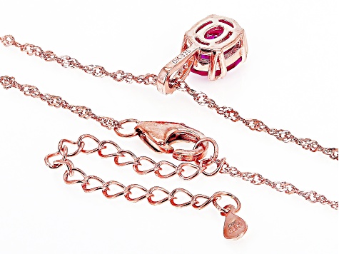 Pink Lab Created Sapphire 18k Rose Gold Over Sterling Silver Pendant with Chain 1.98ctw