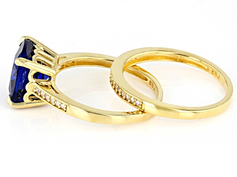 Blue Lab Created Spinel 18k Yellow Gold Over Sterling Silver