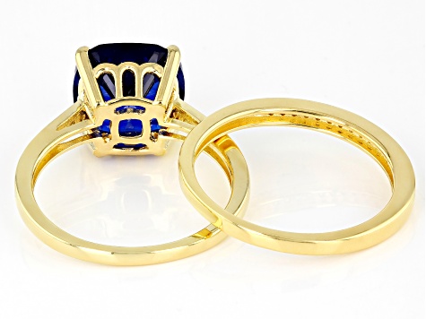 Blue Lab Created Spinel 18k Yellow Gold Over Sterling Silver