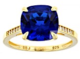 Blue Lab Created Spinel 18k Yellow Gold Over Sterling Silver Ring Set of 2