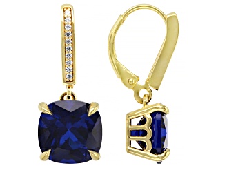 Blue Lab Created Spinel 18k Yellow Gold Over Sterling Silver Earrings 6.92ctw