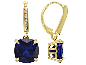 Blue Lab Created Spinel 18k Yellow Gold Over Sterling Silver Earrings 6.92ctw