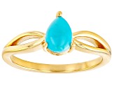 Sleeping Beauty Turquoise 18k Yellow Gold Over Sterling Silver Solitaire Ring