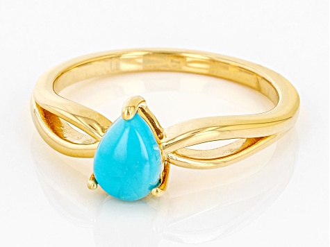 Sleeping Beauty Turquoise 18k Yellow Gold Over Sterling Silver Solitaire Ring