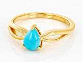 Sleeping Beauty Turquoise 18k Yellow Gold Over Sterling Silver Solitaire Ring