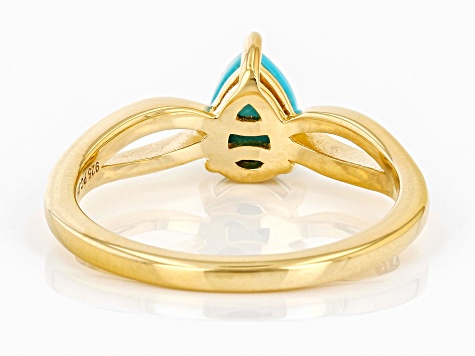 Sleeping Beauty Turquoise 18k Yellow Gold Over Sterling Silver Solitaire Ring