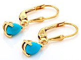 Sleeping Beauty Turquoise 18k Yellow Gold Over Sterling Silver Earrings