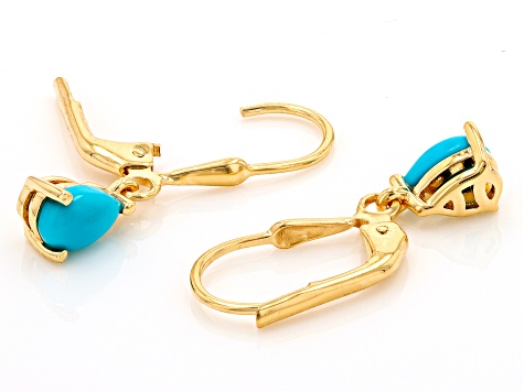 Sleeping Beauty Turquoise 18k Yellow Gold Over Sterling Silver Earrings