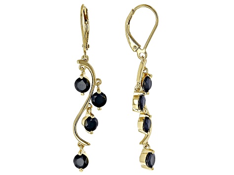 Black Spinel 18k Yellow Gold Over Sterling Silver Dangle Earrings 3.20ctw