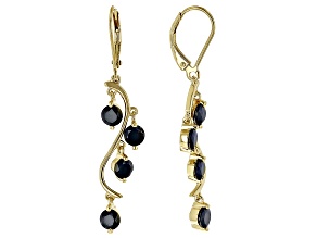 Black Spinel 18k Yellow Gold Over Sterling Silver Dangle Earrings 3.20ctw