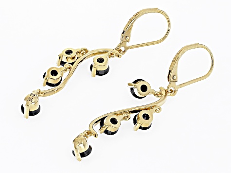 Black Spinel 18k Yellow Gold Over Sterling Silver Dangle Earrings 3.20ctw