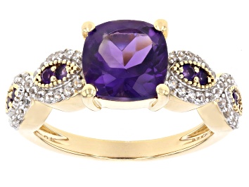 Picture of Purple Amethyst 18k Yellow Gold Over Sterling Silver Ring 2.24ctw