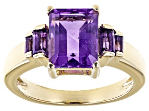 Purple Amethyst 18k Yellow Gold Over Sterling Silver Ring 2.53ctw