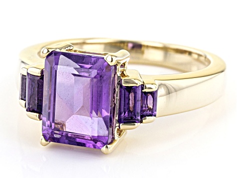 Purple Amethyst 18k Yellow Gold Over Sterling Silver Ring 2.53ctw