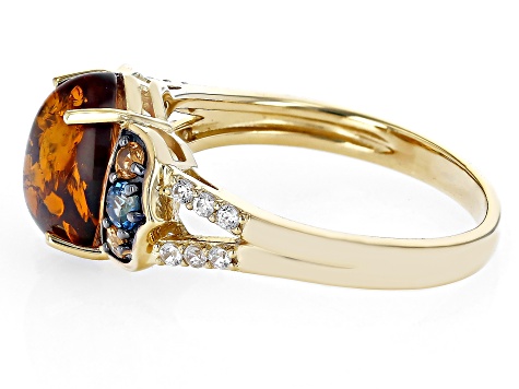Orange Amber 18k Yellow Gold Over Sterling Silver Ring 0.43ctw