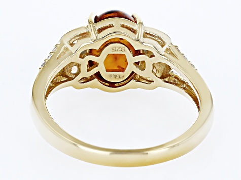 Orange Amber 18k Yellow Gold Over Sterling Silver Ring 0.43