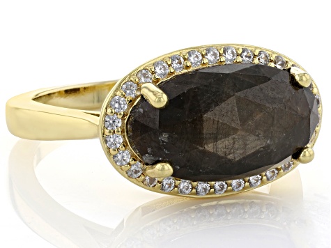 Golden Sheen Sapphire 18k Yellow Gold Over Sterling Silver Ring 4.84ctw