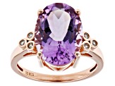 Lavender Amethyst 18k Rose Gold Over Sterling Silver Ring 4.86ctw