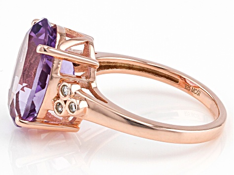 Lavender Amethyst 18k Rose Gold Over Sterling Silver Ring 4.86ctw