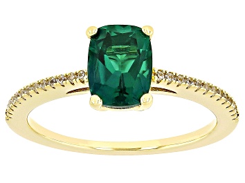 Picture of Green Lab Created Emerald 18k Yellow Gold Over Sterling Silver Ring 1.41ctw