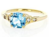 Swiss Blue Topaz 18k Yellow Gold Over Sterling Silver Ring 1.52ctw