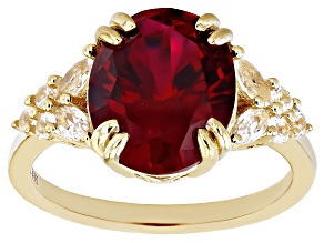Red Lab Created Ruby 18k Yellow Gold Over Sterling Silver Ring 5.56ctw