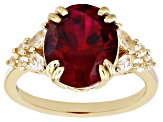 Red Lab Created Ruby 18k Yellow Gold Over Sterling Silver Ring 5.56ctw