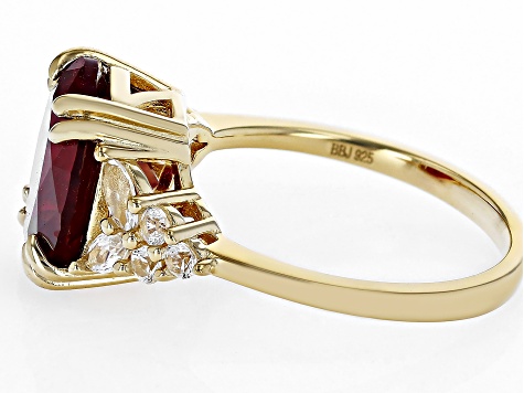 Red Lab Created Ruby 18k Yellow Gold Over Sterling Silver Ring 5.56ctw