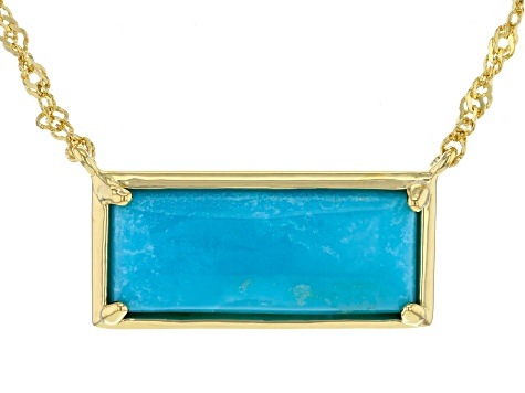 Blue Turquoise 18k Yellow Gold Over Sterling Silver Necklace