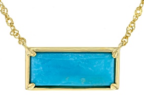 Blue Kingman Turquoise 18k Yellow Gold Over Sterling Silver Necklace