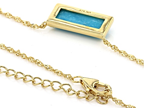 Blue Kingman Turquoise 18k Yellow Gold Over Sterling Silver Necklace