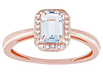 Picture of Blue Aquamarine 18k Rose Gold Over Sterling Silver Ring 0.85ctw