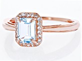 Blue Aquamarine 18k Rose Gold Over Sterling Silver Ring 0.85ctw