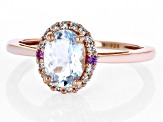 Blue Aquamarine 18k Rose Gold Over Sterling Silver Ring 1.13ctw