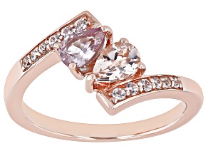 Peach Morganite 18k Rose Gold Over Sterling Silver Ring 0.87ctw