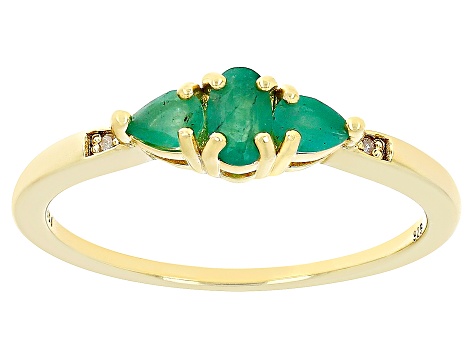 Cz emerald green stone ring in 18k of gold plated – Raf Rossi Gold Plated