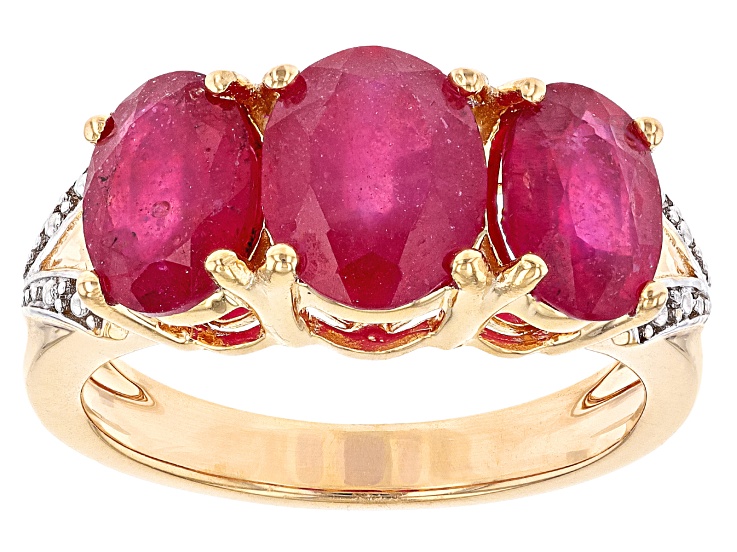 Red Mahaleo® Ruby 18k Yellow Gold Over Sterling Silver Ring 5.60ctw