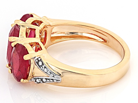 Red Mahaleo® Ruby 18k Yellow Gold Over Sterling Silver Ring 5.60ctw