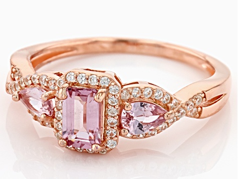 Pink Color Shift Garnet 18k Rose Gold Over Sterling Silver Ring 1.44ctw