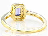 Blue Tanzanite with White Zircon 18k Yellow Gold Over Sterling Silver Ring 0.71ctw